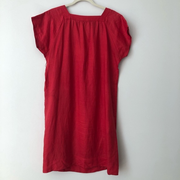 MNG Casual Sportswear Linen Cherry Red Shirt Square Neck Dress Women’s Size M - Picture 9 of 10